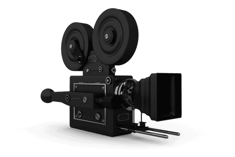 Vintage camera with dual reels on transparent background