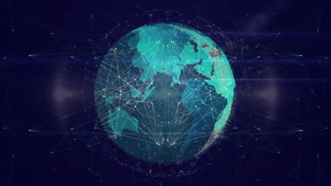 Global Network Connections over Earth Animation Concept