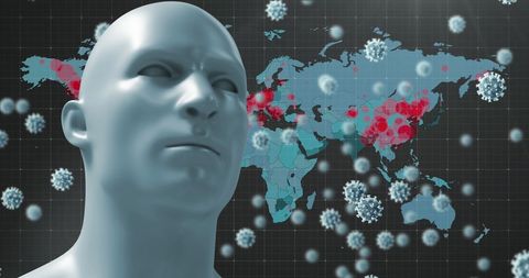 Digital Visualization of Global Coronavirus Outbreak with Human Silhouette - Download Free Stock Images Pikwizard.com