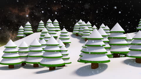 Animated Snowfall Over Festive Christmas Trees