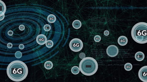 Digital 6G Global Networking and Data Processing Animation