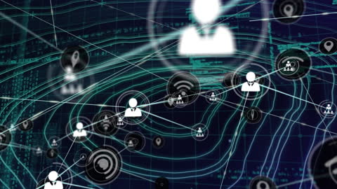 Global Digital Network with Abstract Data Icons