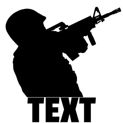 Silhouette of soldier holding rifle for tactical themes