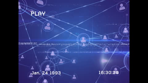 Network Nodes Connected Digital Data Overlay Vignette