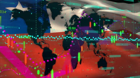 Digital Financial Data Flows with Chile Flag and Global Map
