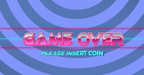 Retro Game Over Screen with Neon Text