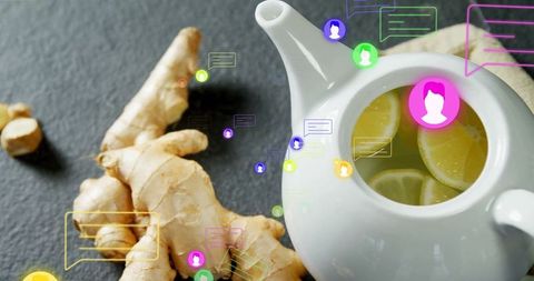 Brewing lemon-ginger herbal tea with digital flare