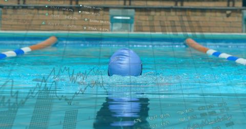 Athlete Swimming While Digital Tech Overlays Pool Water - Download Free Stock Images Pikwizard.com