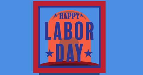 Celebratory Labor Day Text Over Siren Graphic