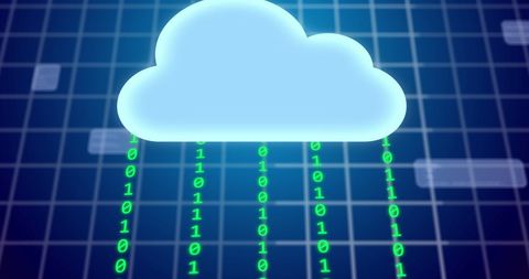 Digital Cloud with Binary Code Streams over Grid - Download Free Stock Images Pikwizard.com
