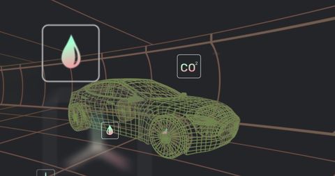 Futuristic Wireframe Car with Technology and Environment Icons - Download Free Stock Images Pikwizard.com