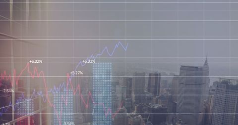 Financial Graph Overlay Against Cityscape Illustrating Market Trends - Download Free Stock Images Pikwizard.com