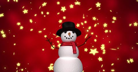 Festive Snowman with Charming Red Background