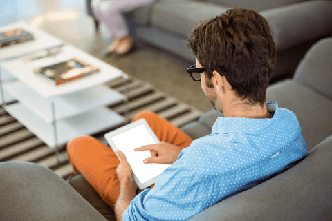 Man Engaged with Tablet Screen, Clean Transparent Blank Display - Download Free Stock Videos Pikwizard.com