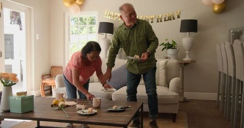 Joyful Seniors Celebrating Birthday at Home