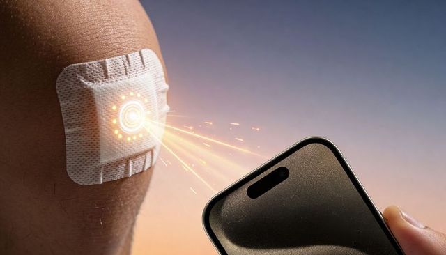 Wearable Sensor Patch Emitting Amber Data Beams Toward Smartphone for Health Monitoring