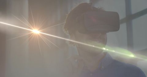 VR Headset in Futuristic Digital Environment with Lens Flare - Download Free Stock Images Pikwizard.com