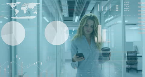 Businesswoman Analyzing Data with Mobile Technology