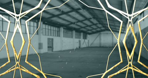 Ethereal Geometric Shapes with Abandoned Warehouse Interior - Download Free Stock Images Pikwizard.com
