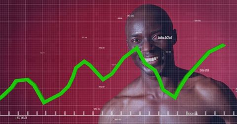 Smiling African American Man with Graphics Digital Overlay