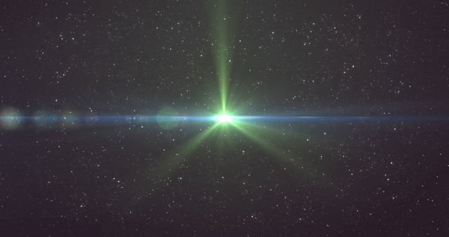 Glowing Green Light Burst in Star-Filled Night Sky - Download Free Stock Images Pikwizard.com