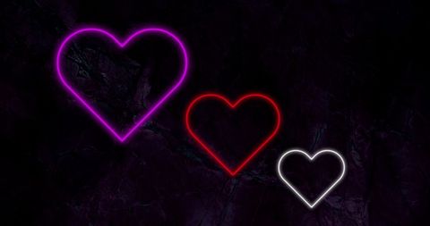 Neon Hearts on Dark Background Symbolizing Love and Romance - Download Free Stock Images Pikwizard.com