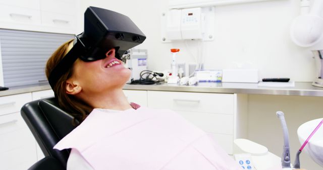 Patient Relaxing with VR Headset in Dental Clinic - Download Free Stock Images Pikwizard.com