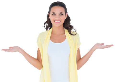 Transparent Image of Smiling Woman Presenting Confidently
