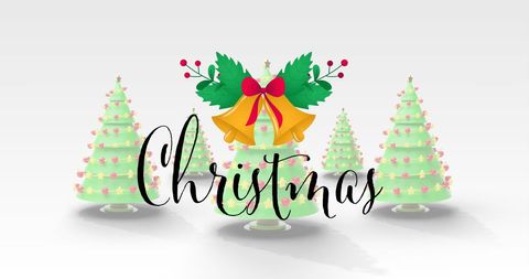 Festive Christmas Greeting with Decorated Christmas Trees