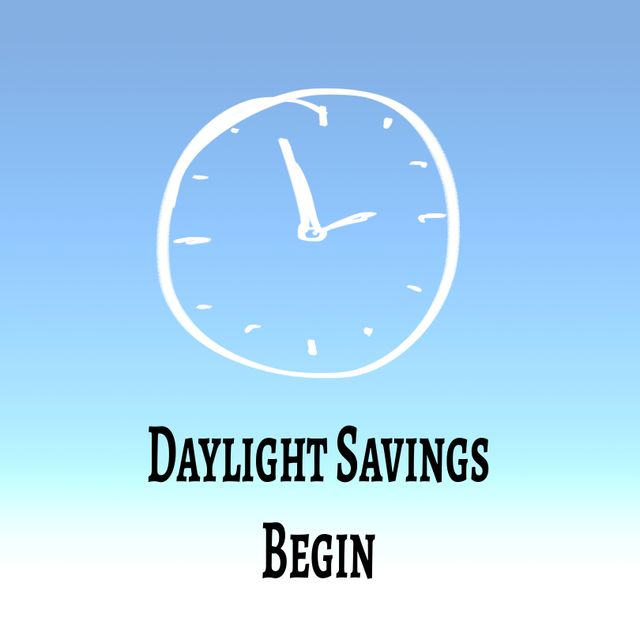 Daylight Savings Begin Concept with Clock Illustration on Blue Background - Download Free Stock Templates Pikwizard.com