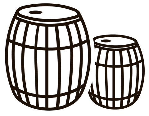 Transparent double barrel outline illustration on clear background