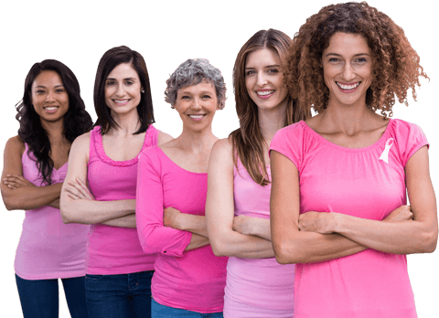 Transparent Background Empowered Women Supporting Breast Cancer Awareness