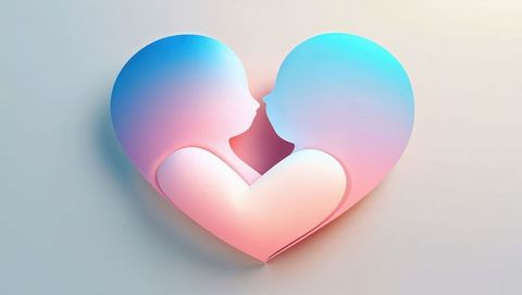 Abstract human profiles forming heart symbol