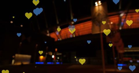Yellow and blue hearts symbolize ukraine solidarity