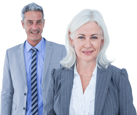 Confident Businessman and Businesswoman with Transparent Background