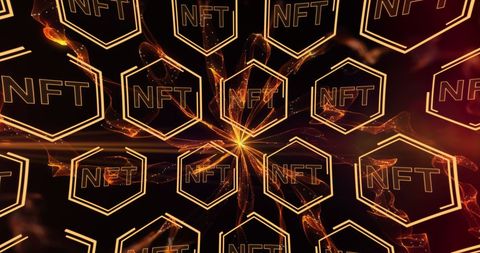 NFT Hexagonal Design with Digital Light Effects