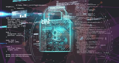 Digital Padlock with Futuristic Data Interface for Cyber Security - Download Free Stock Images Pikwizard.com