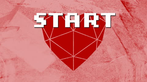 Retro Video Game Start Screen with Geometric Heart