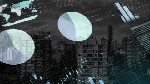 Digital Financial Data Analytics Over Cityscape