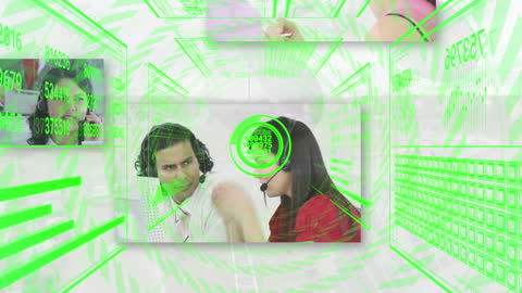 Business Discussion with Futuristic Digital Effects