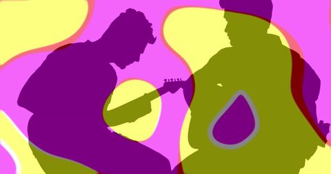 Silhouetted Musicians with Vibrant Abstract Background