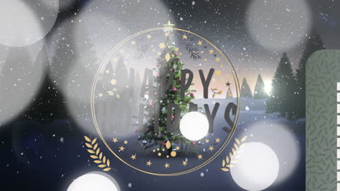 Festive Holiday Animation with Snowy Christmas Tree