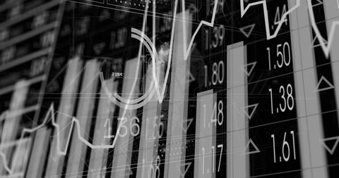 Financial Data Analysis with Graphs and Statistics Overlay - Download Free Stock Images Pikwizard.com