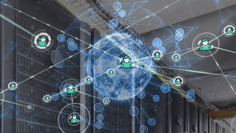 Digital Global Connectivity Concept in Server Room Environment