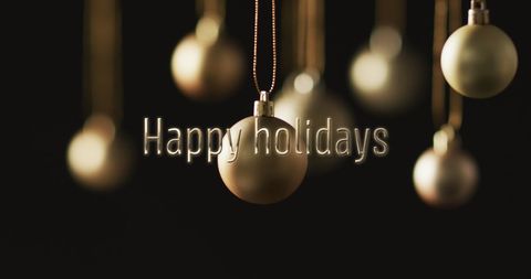 Festive Holiday Greeting with Hanging Christmas Baubles