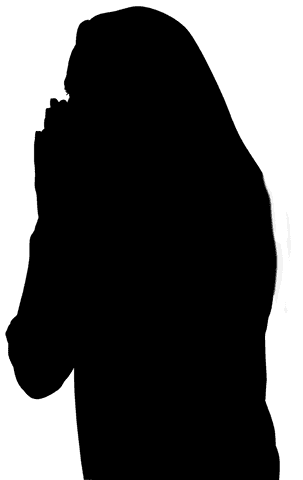 Emotional silhouette of woman on transparent background
