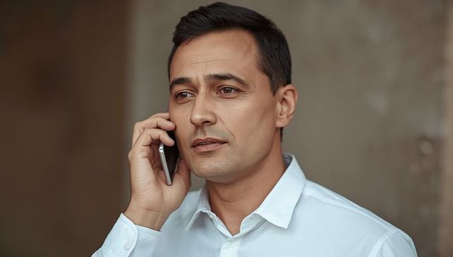 Business Executive Engaging in Focused Smartphone Communication