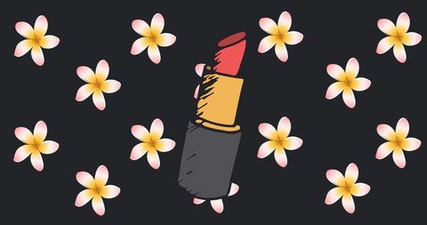 Digital Lipstick Illustration with Floral Background on Black