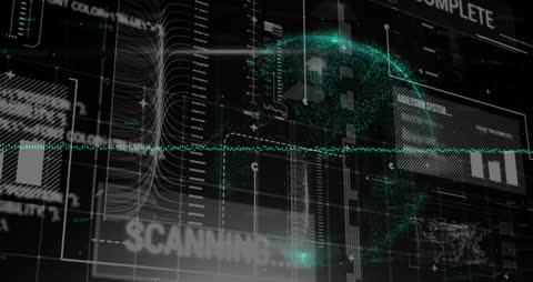 Digital Data Processing Over Globe Animation