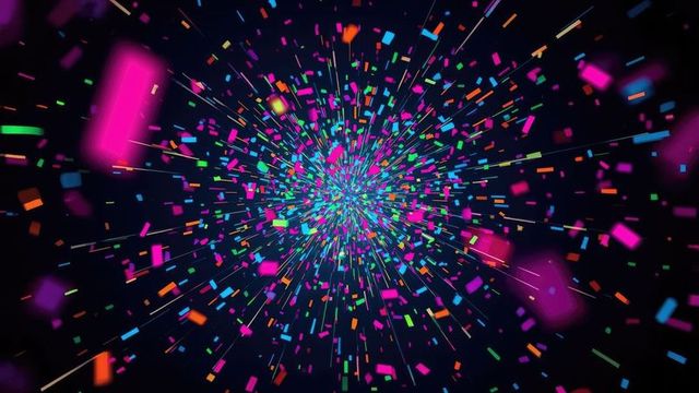 Multicolor confetti exploding in vibrant digital art
